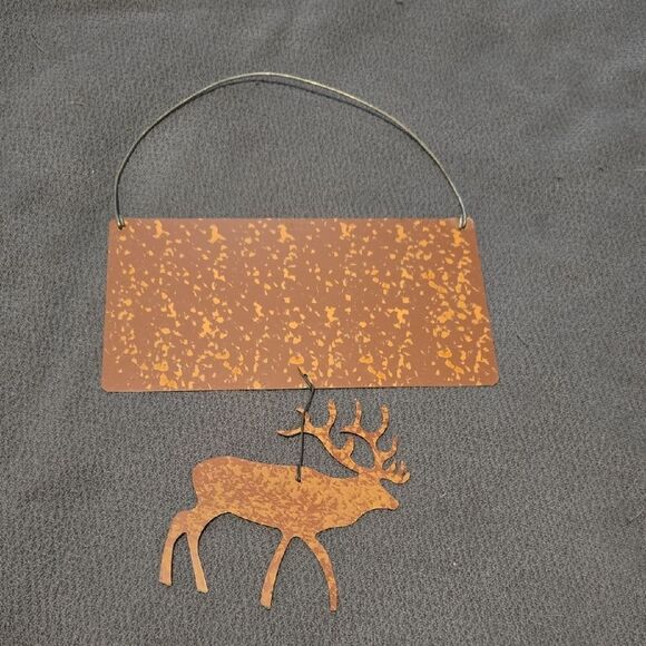 Rustic Brown and Cream Wall Sign with Deer Design - Picture 2 of 2